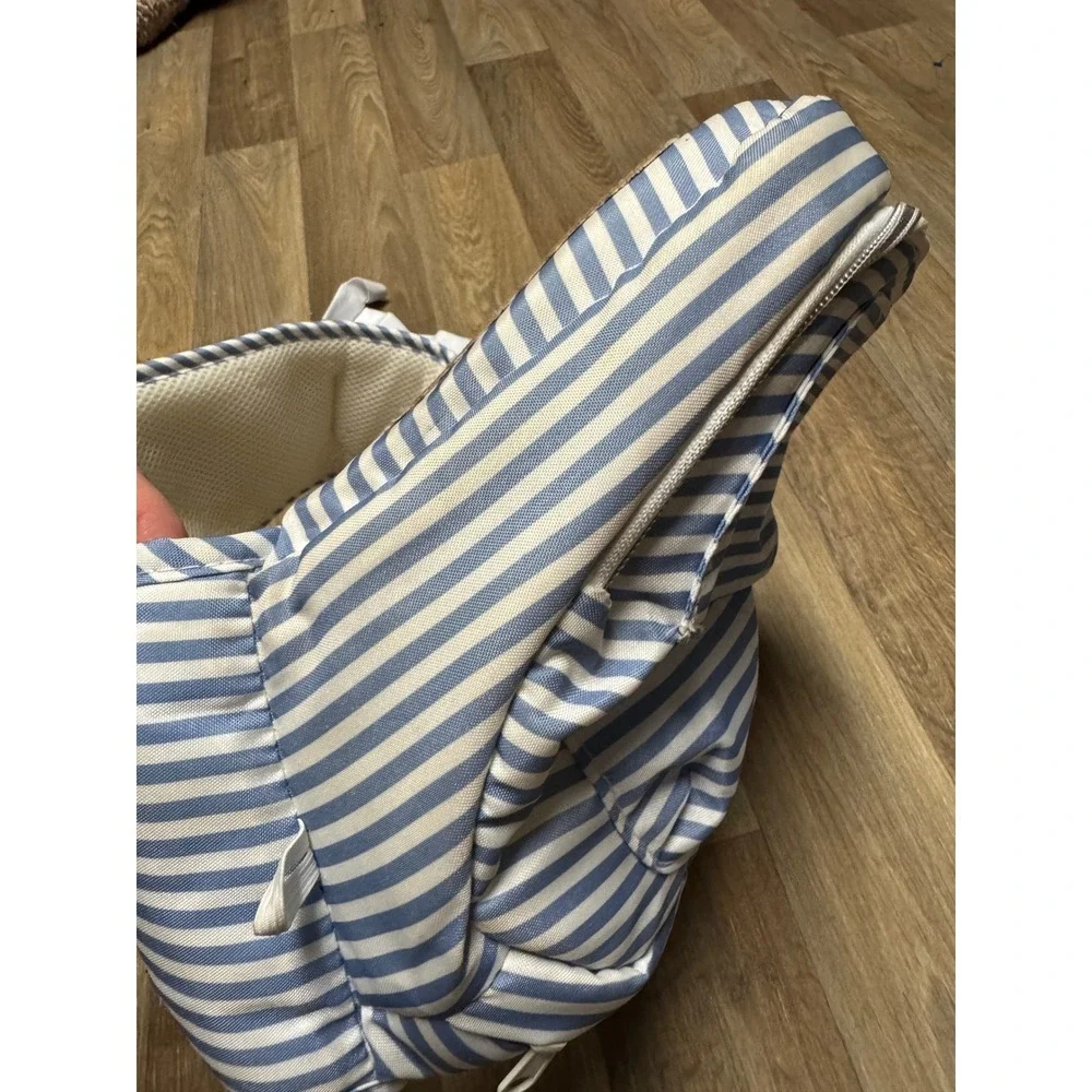 Tushbaby Hip Seat Baby Bag Blue White Stripe Ergonomic Waistband Storage